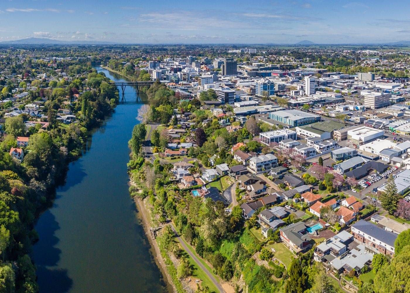 Aerial view of urban development showing housing, roads, and community infrastructure