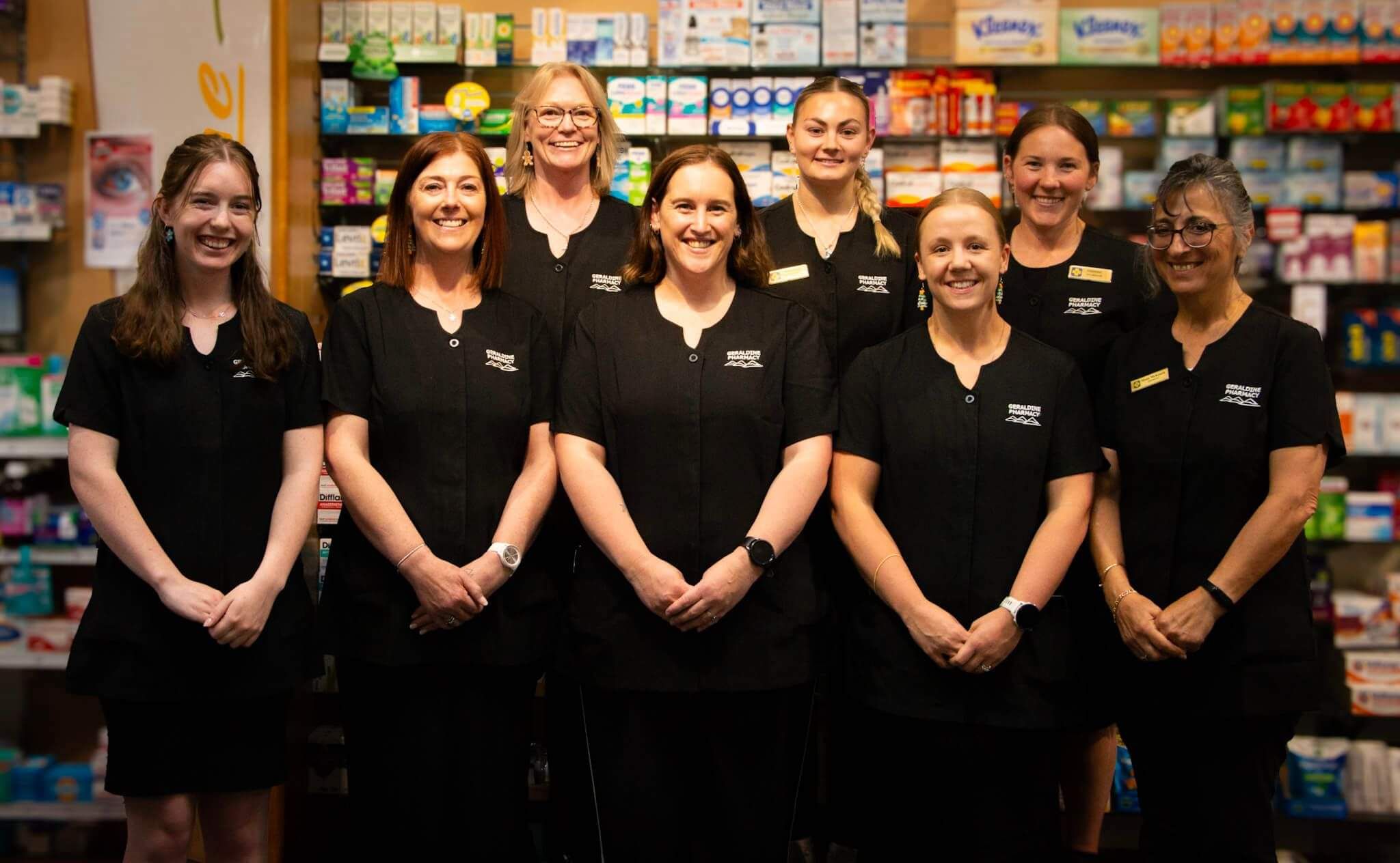 the geraldine pharmacy staff smiling 