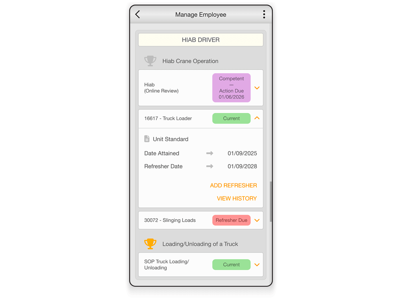 CheckSafe mobile assessment screen for verifying worker competency in the field
