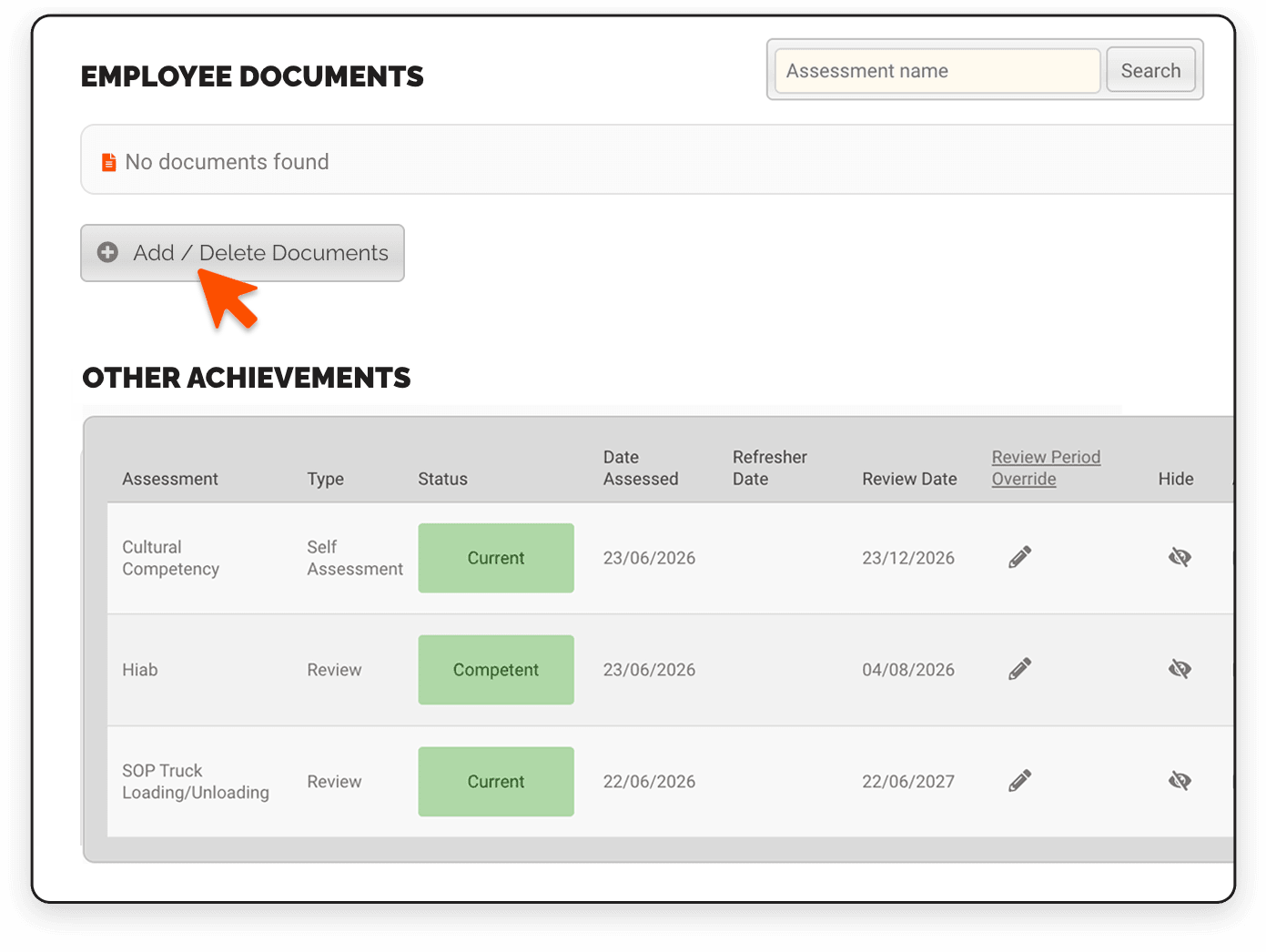 CheckSafe screen showing worker credentials and competency evidence