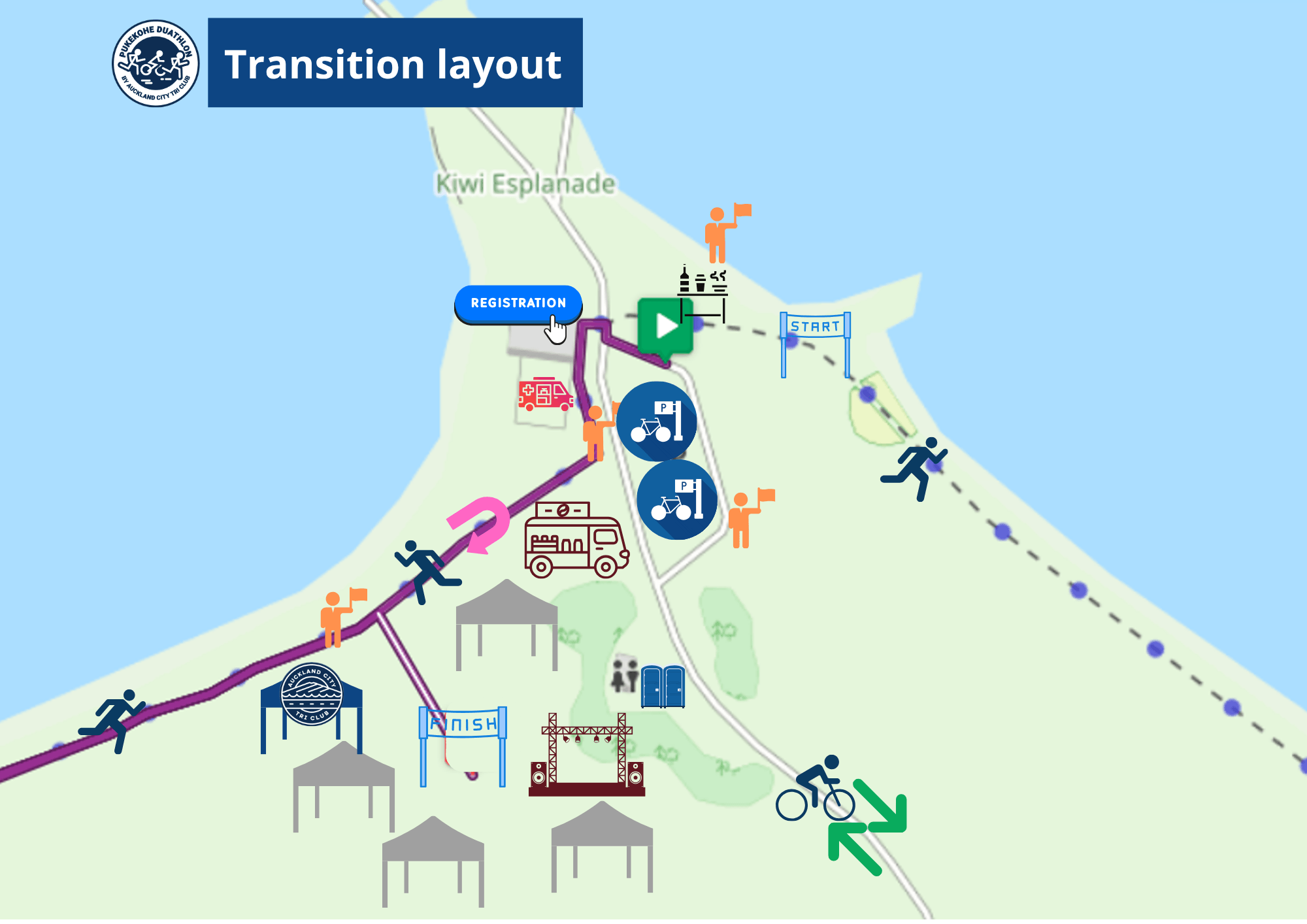 Auckland Duathlon Event Hub and Transition Map