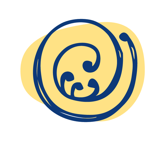 Icon of koru swirls representing a caring community