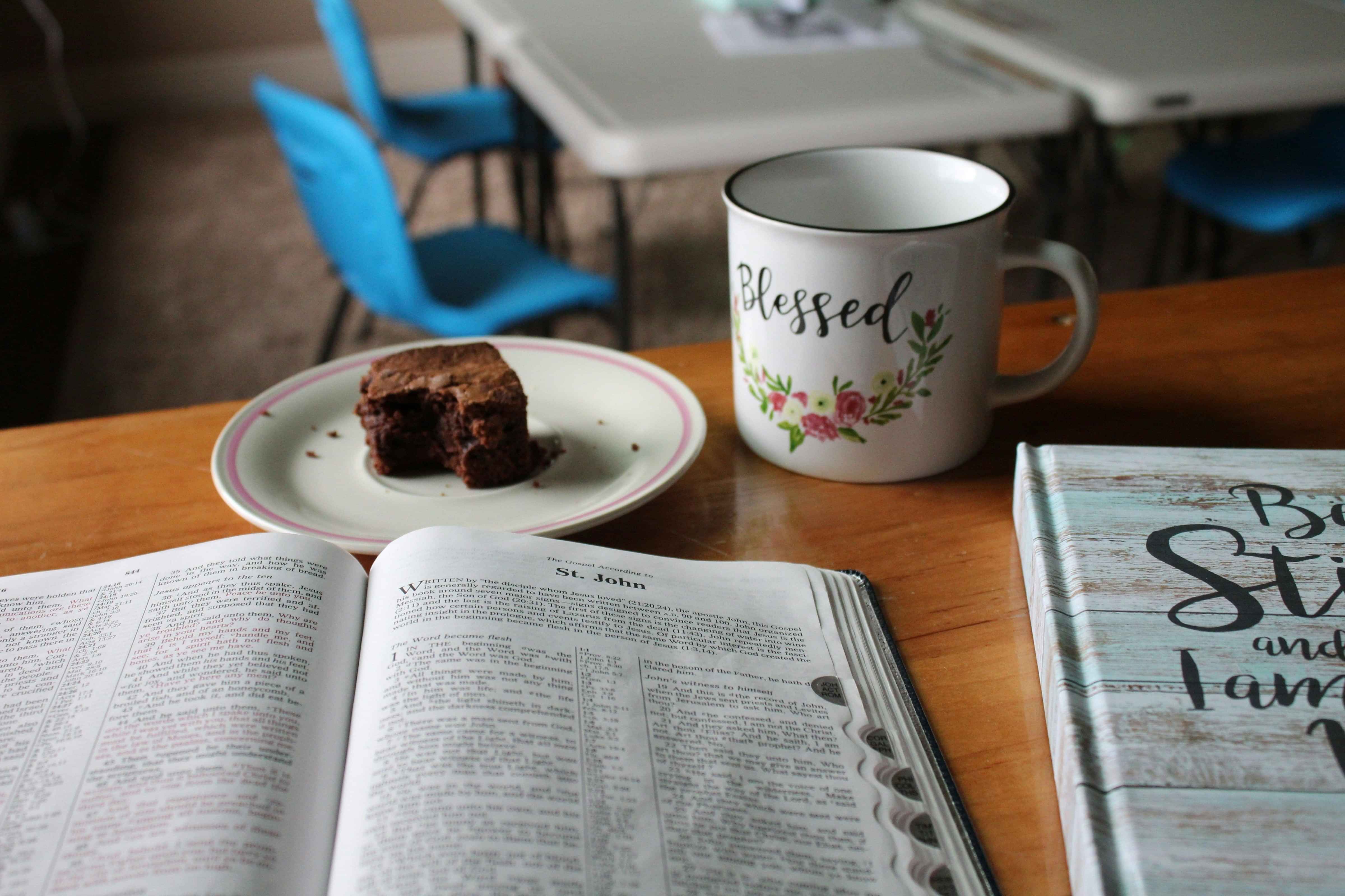 Image of bible, food and blessings cup