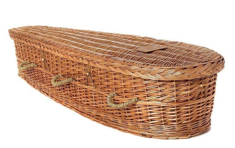 •Woven willow texture detail on Tribute Willow casket, Whittakers Funerals