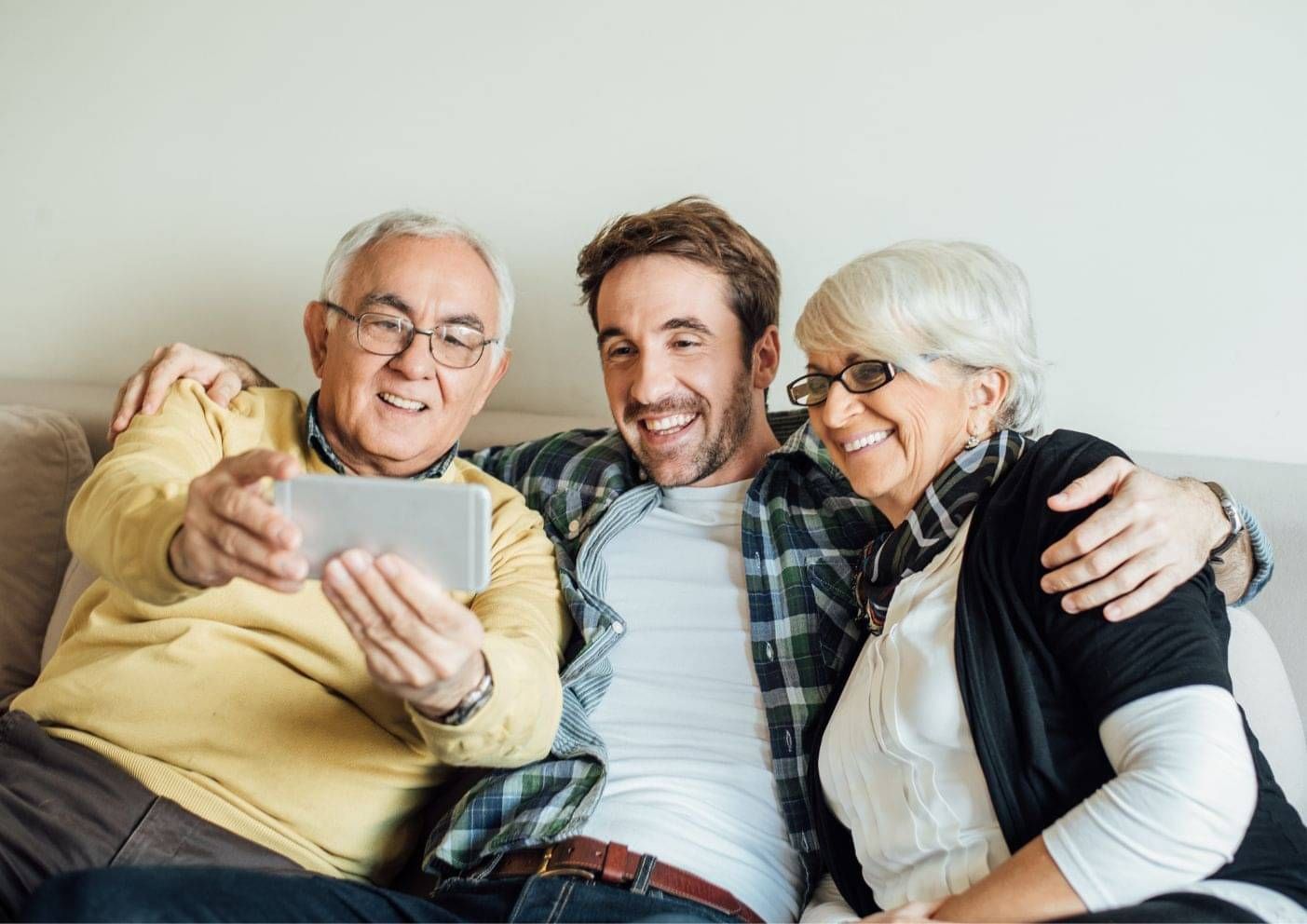 Adult son with his parents, who have joined him in New Zealand on a parent visa