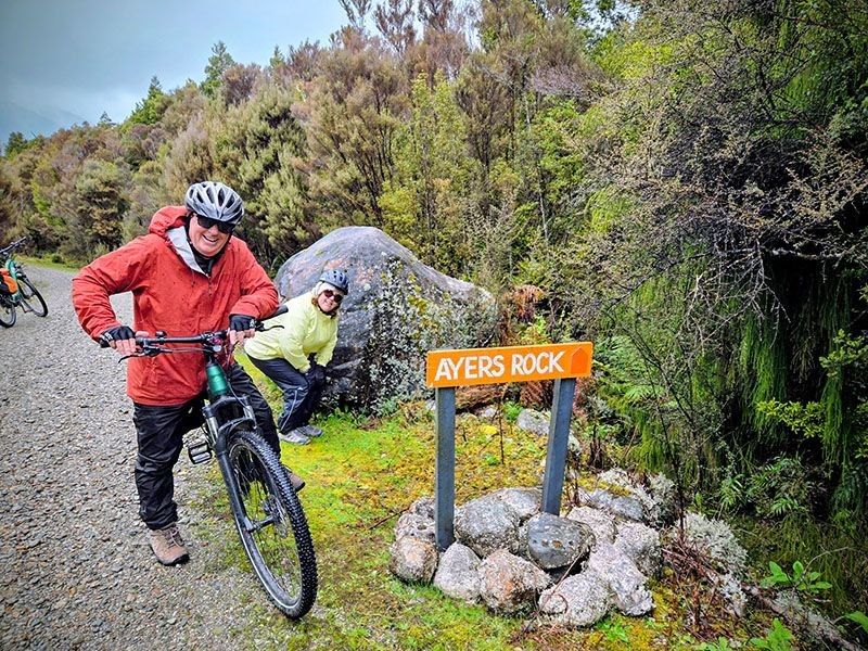Posing for a fun photo on a tour with Pacific Cycle Tours