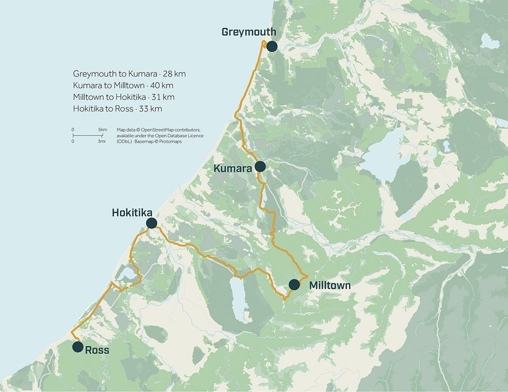 West Coast Wilderness Trail map