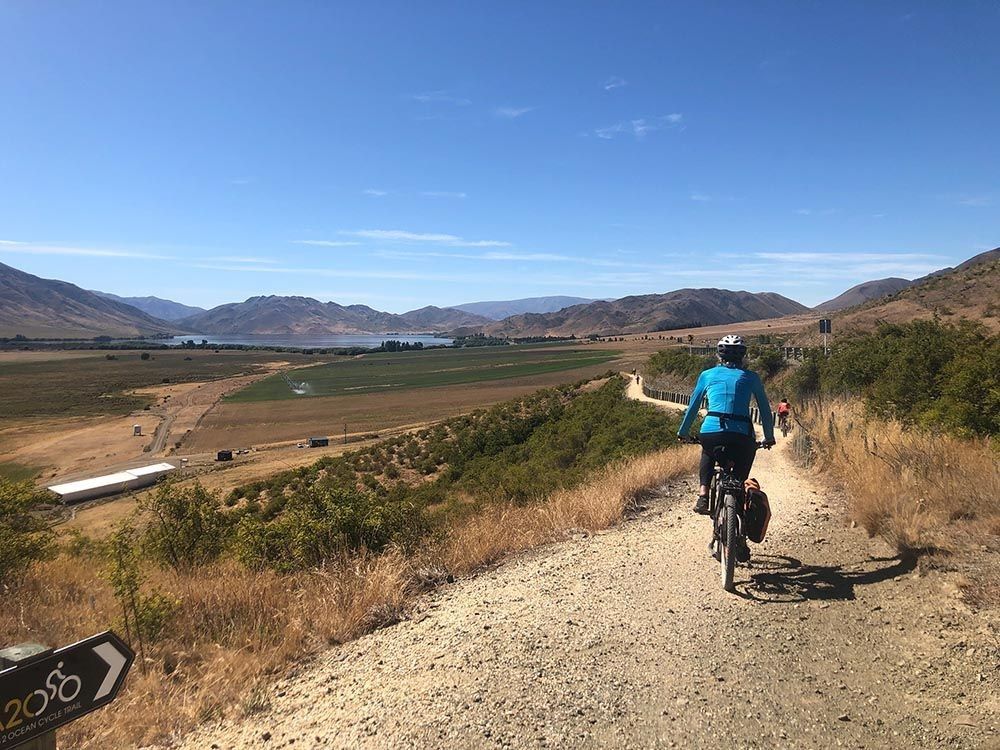 Riding down hill on the Alps 2 Ocean · classic 7 day tour
