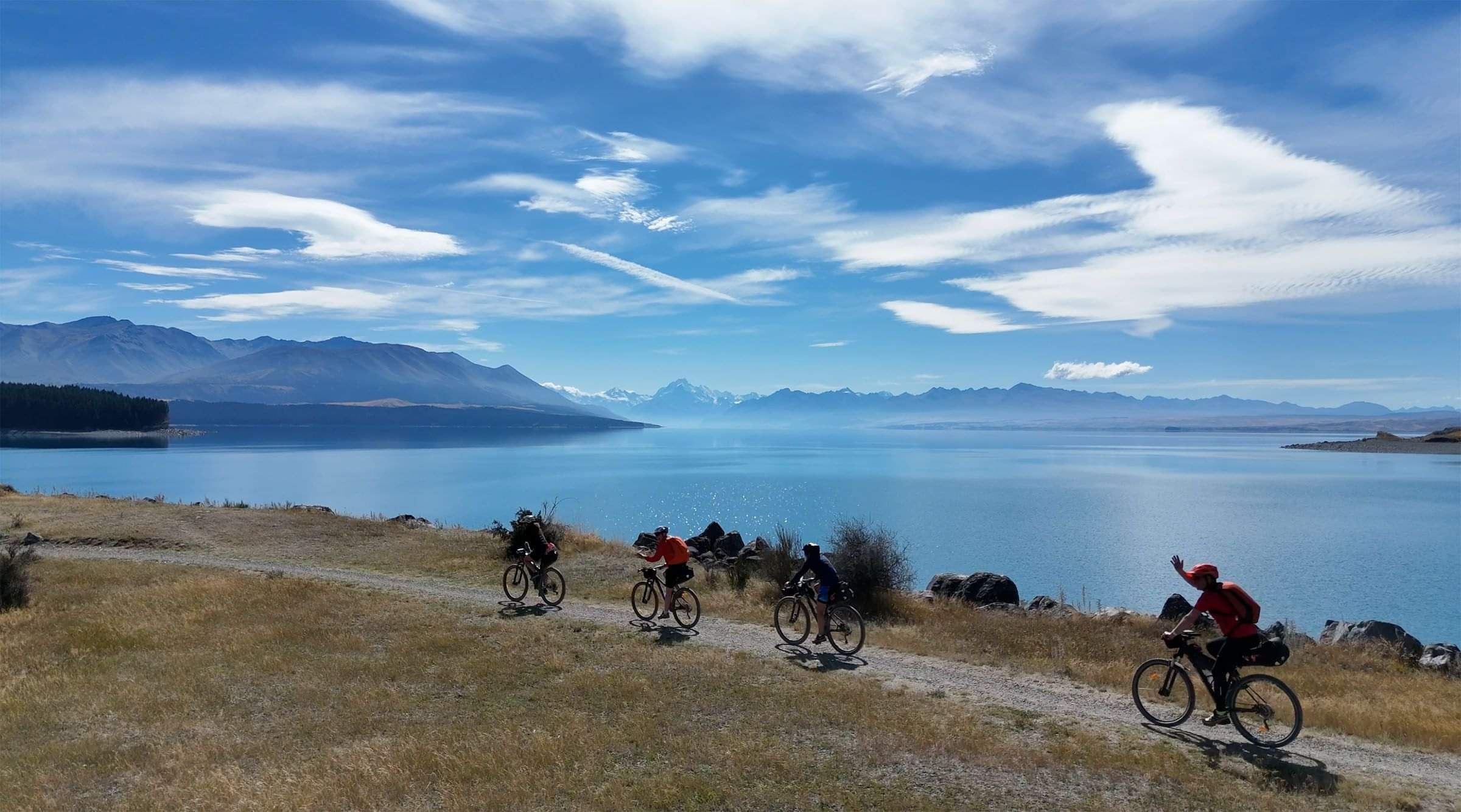 Group riding in a line on the Alps 2 Ocean • classic, self guided tour