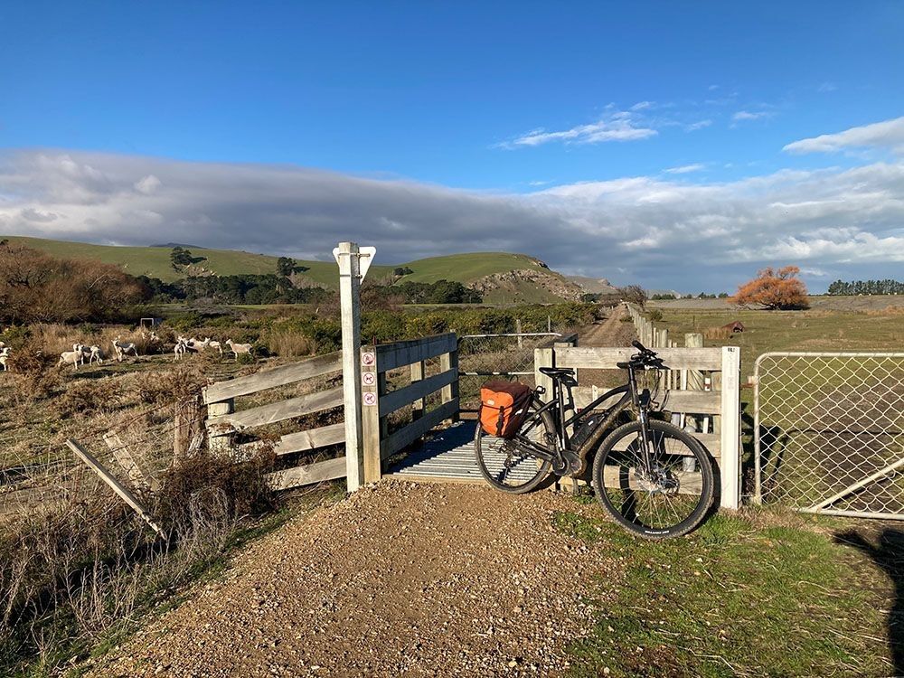 Bike against a fence on the Little River Rail Trail