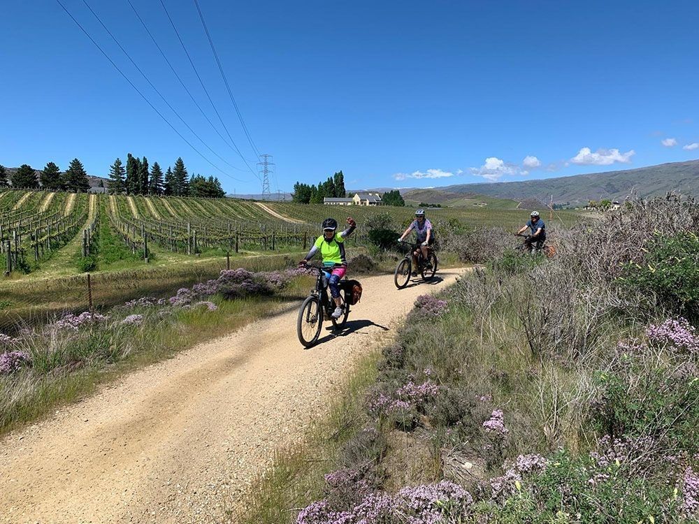 Rider through NZs trails with their arms in the air