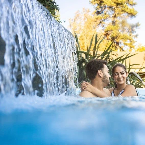 Couple enjoying the water at Hanmer Springs