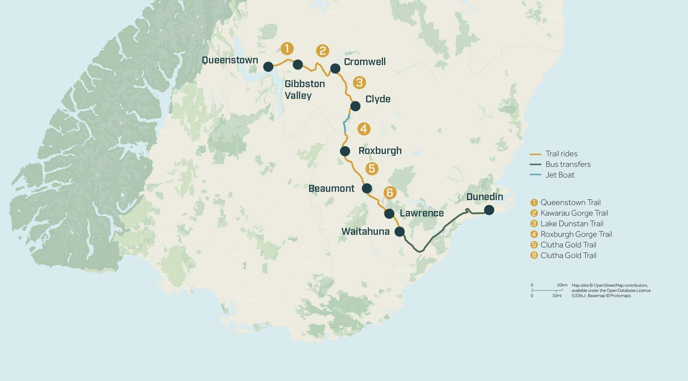 Queenstown & Central Otago Explorer Map for Pacific Cycle Tours South Island