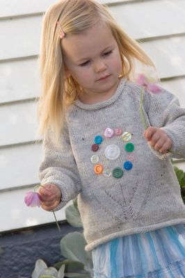 Lisa F Little Cupcakes LF07 Sweater with Antique Button Flower