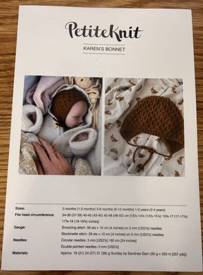 PetiteKnit Karen's Bonnet - Knitting Pattern