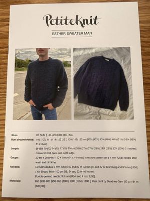 PetiteKnit Esther Sweater Man - Knitting Pattern