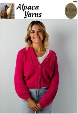 Alpaca Yarns 1145 Brushed Yoke Sweater or Cardigan - Knitting Pattern