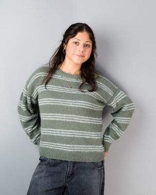 Alpaca Yarns 3304 Halo Striped Casual Sweater - Knitting Pattern
