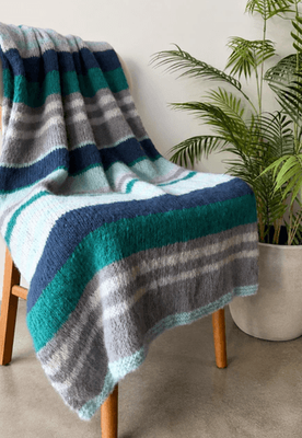 Alpaca Yarns 3311 Halo Irregular Stripe Blanket - Knitting Pattern