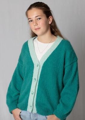Alpaca Yarns 3314 Halo Contrast Band Cardigan - Knitting Pattern
