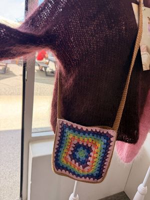 Crochet rainbow granny square bag