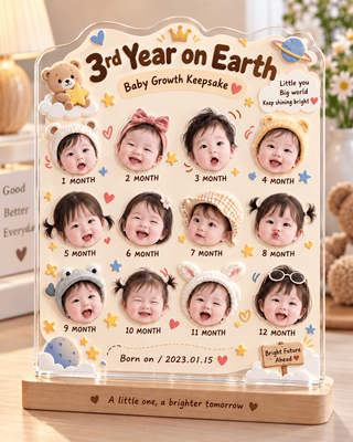 Personalised Baby Monthly Milestone Growth Keepsake Plaque