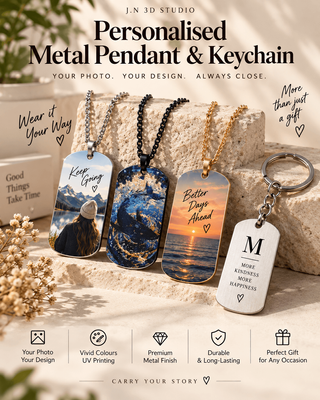 Personalised UV Printed Metal Pendant &amp; Keychain