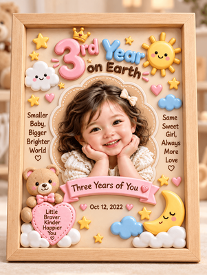 Personalised 3D Embossed Kids Birthday Photo Frame Keepsake