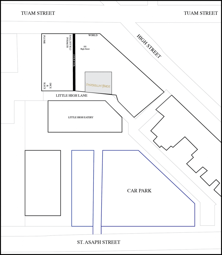 Paperswan Bride Christchurch Location Map