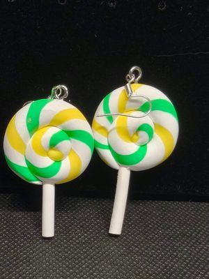 Lollipop Earrings - Green, Yellow and White
