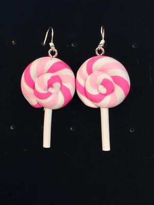 Lollipop Earrings - Pink &amp; White